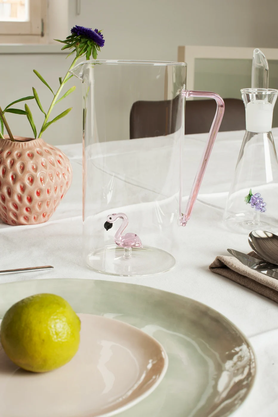 Pichet En Verre Borosilicate - Figurine Flamant Rose