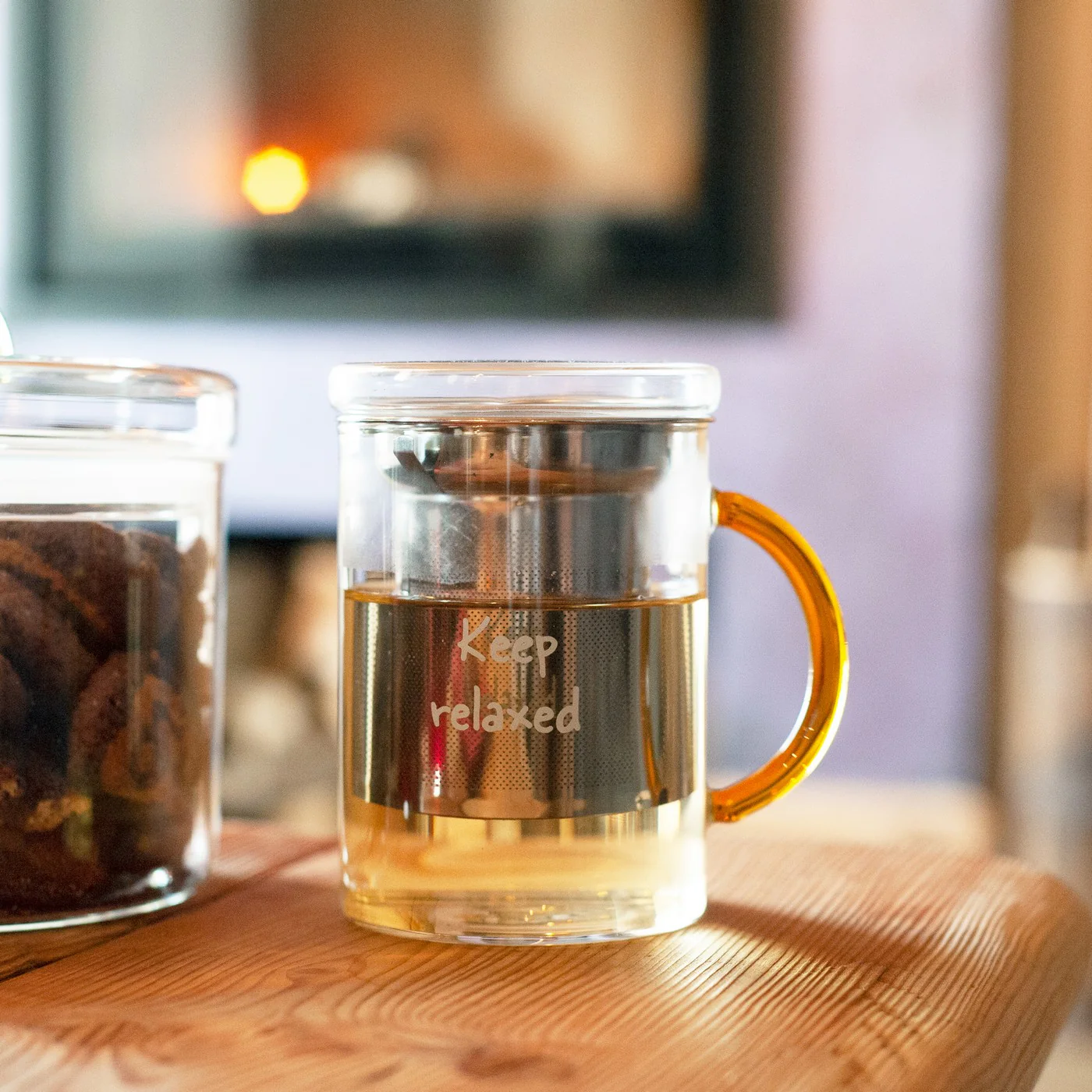 Tisanière En Verre Borosilicate Avec Filtre En Acier Inoxydable