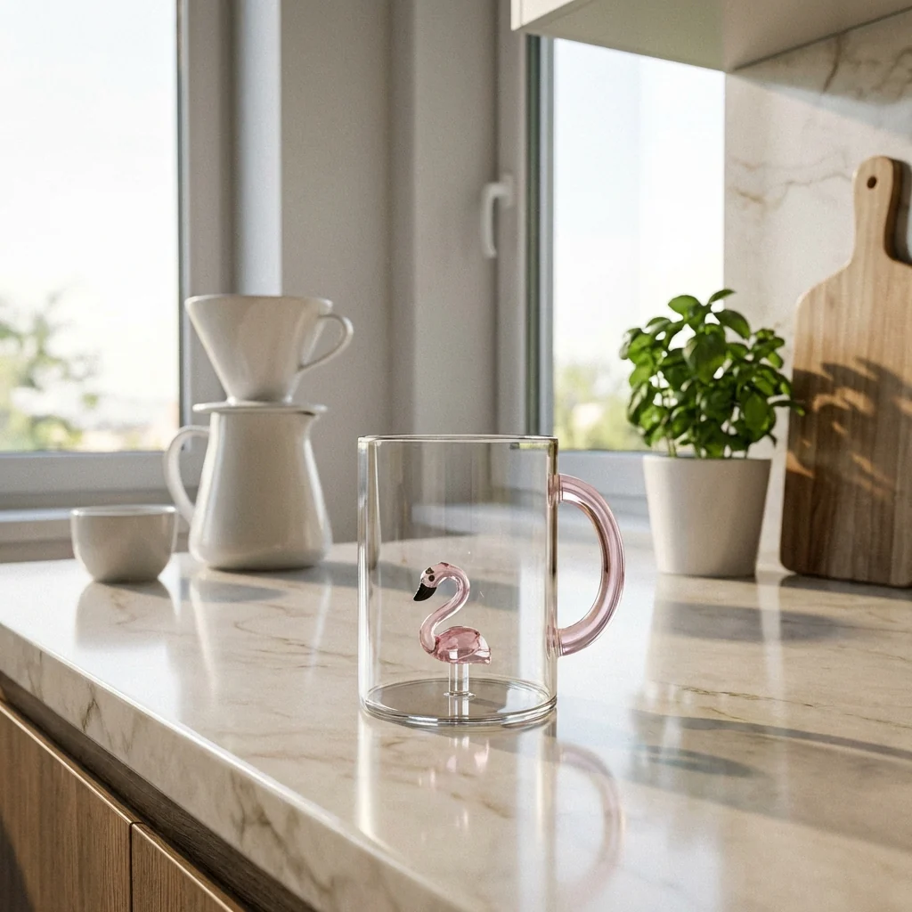 Mug En Verre Borosilicate - Figurine Flamant Rose