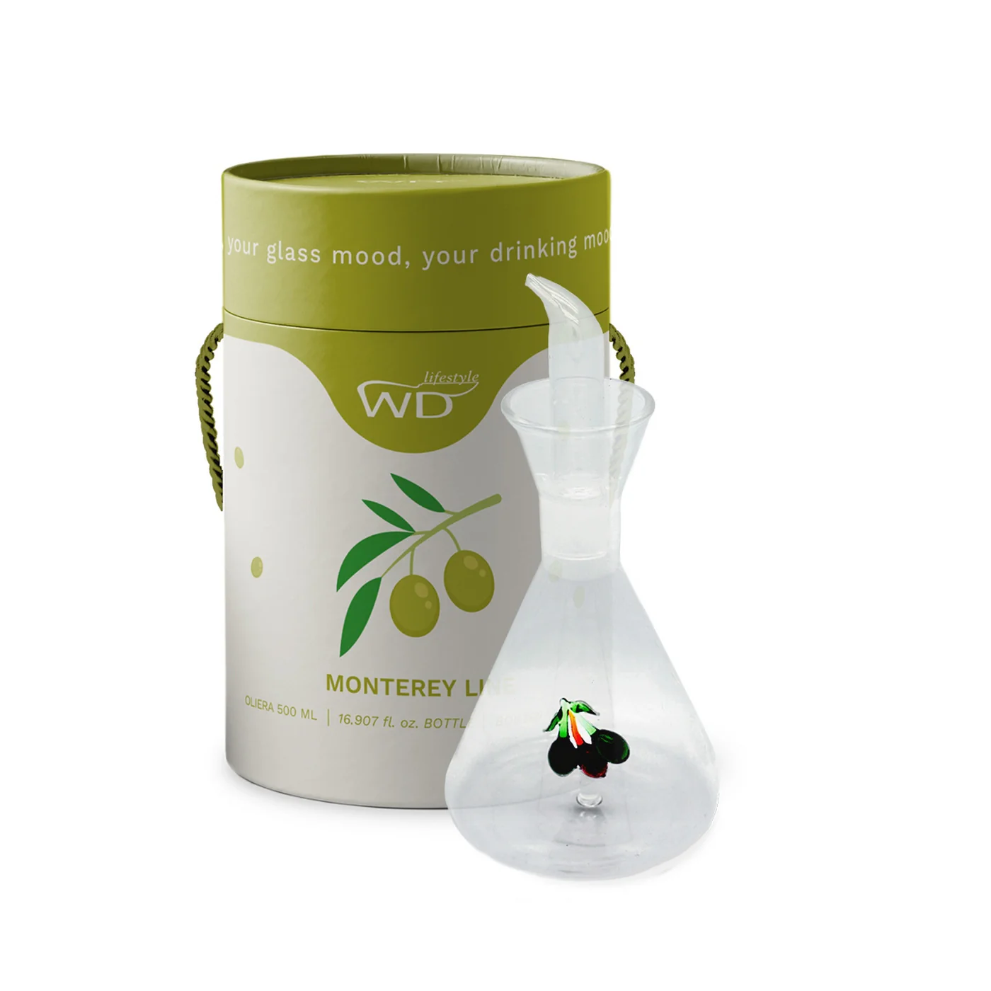 Huilier En Verre Borosilicate - Décor Olives - Image 3