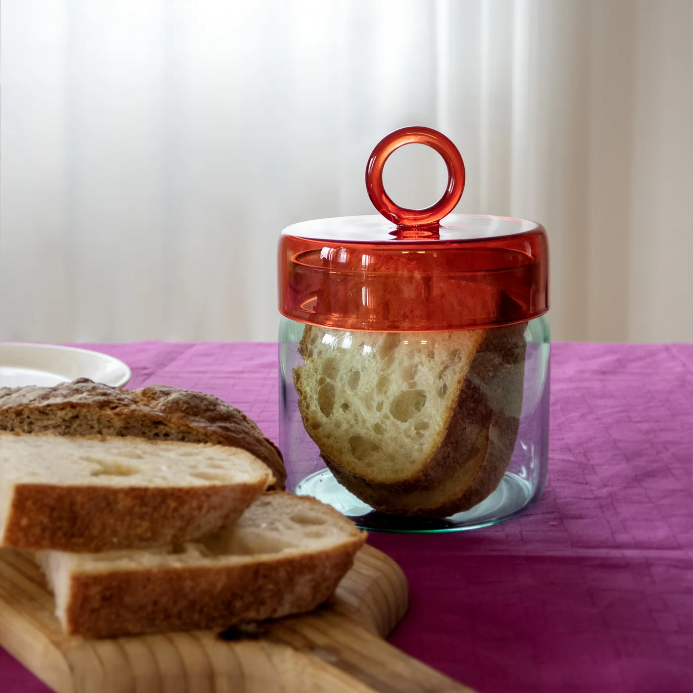 Pot En Verre Borosilicate Avec Poignée Colorée À Anneau - Bleue Et Rouge