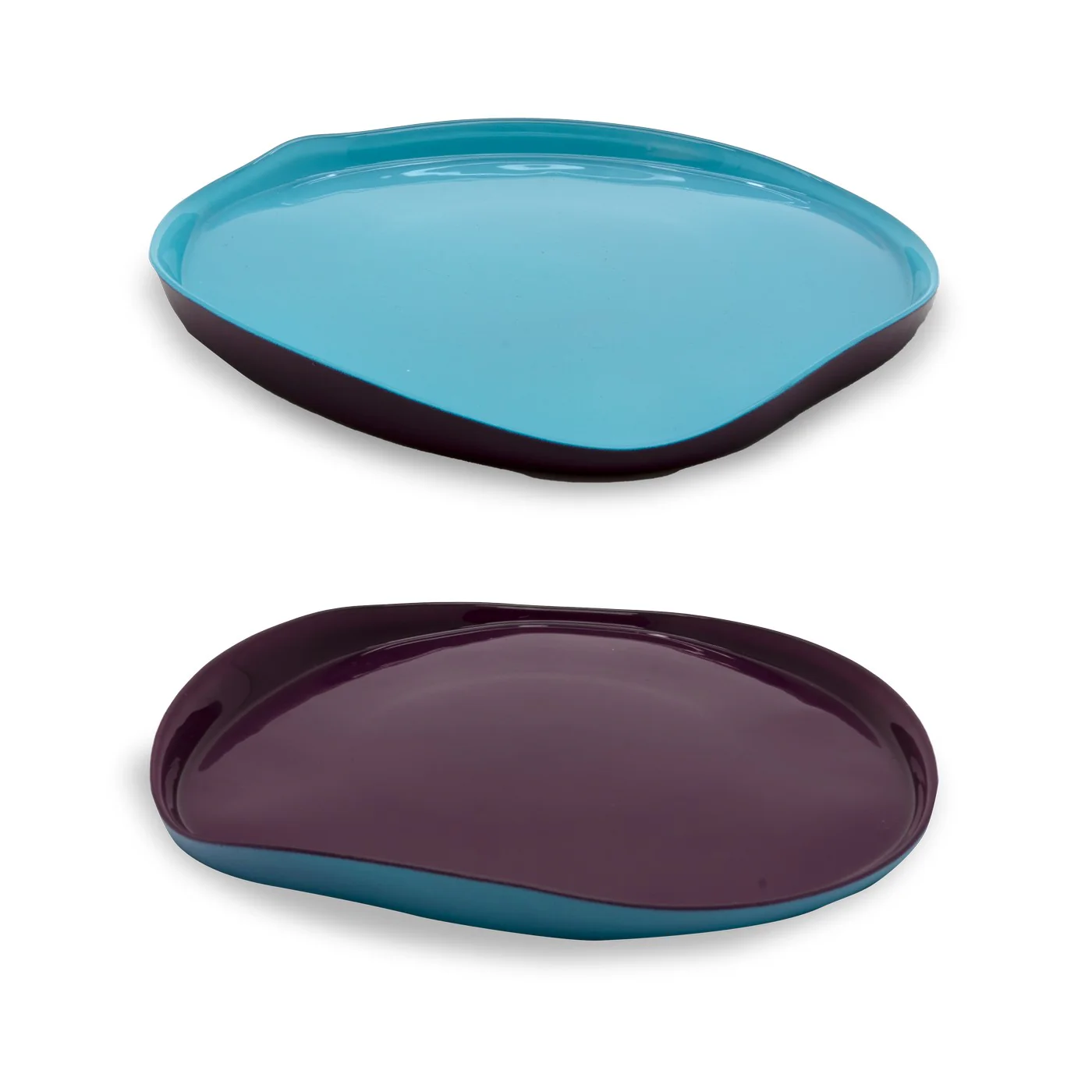 Set De 2 Assiettes En Verre D21cm - Bordeaux/Turquoise - Image 2