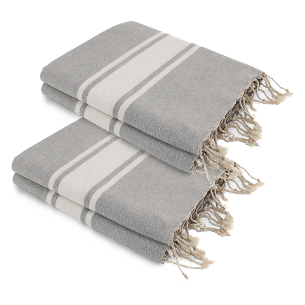 Lot De 2 Foutas Xxl Malibu - Gris Perle - Coton