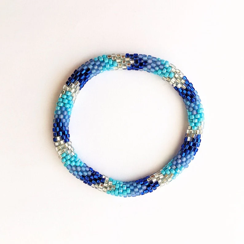 Bracelet népalais #21 (bleu nuit) - Image 2