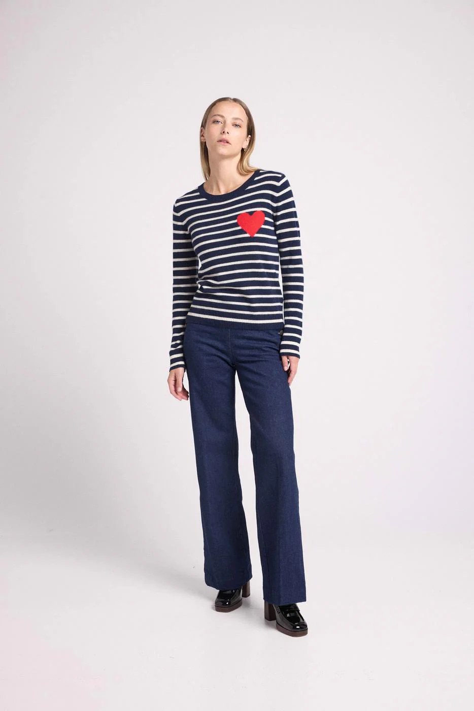 Pull Col Rond Mariniere Love Heritage Ariane - Bleu Marine Blanc Rouge - Image 4