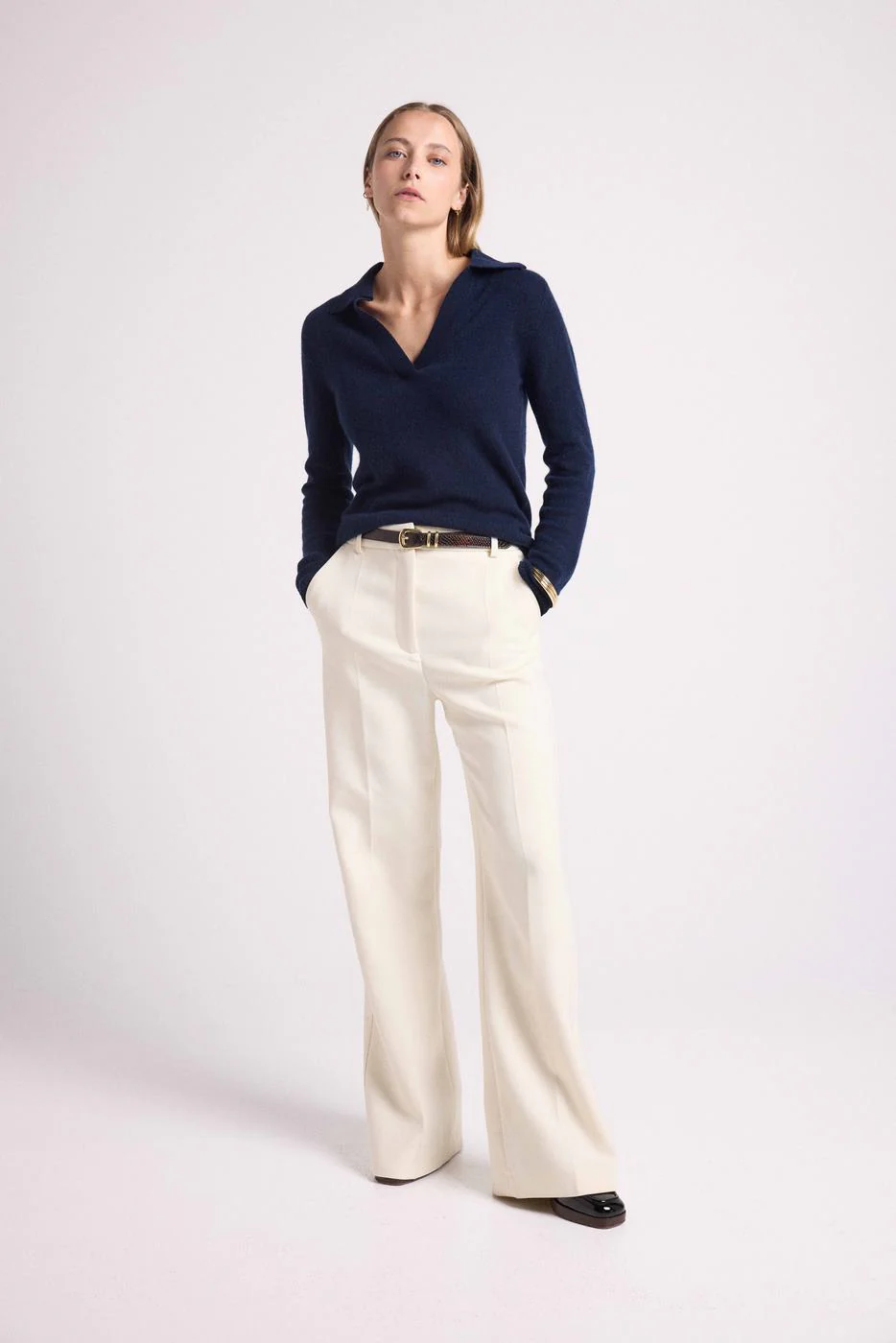 Pull Col Polo Aurore - Bleu Marine