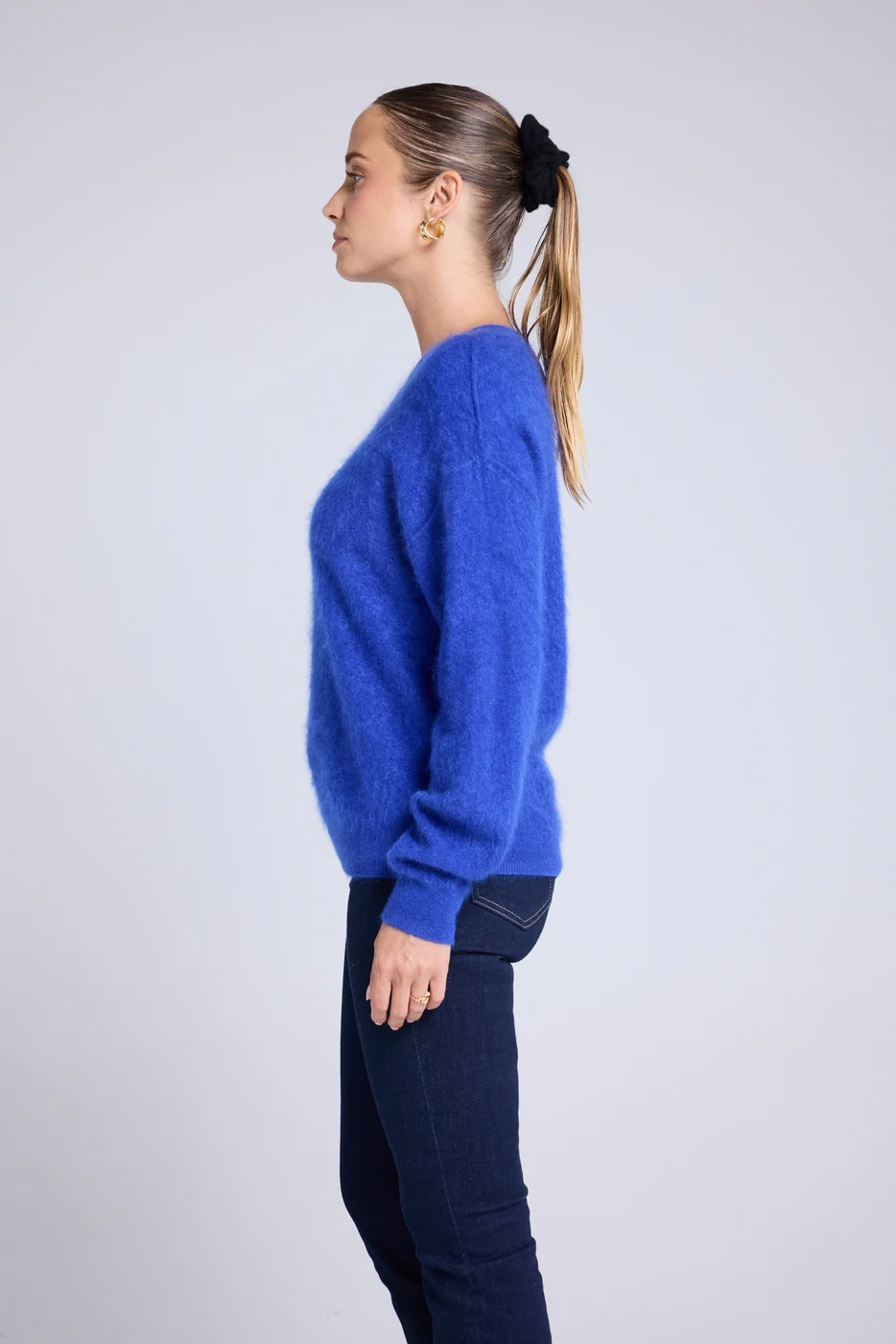Pull Dropshoulders Cachemire Brossé Bruna - Bleu Roi - Image 4