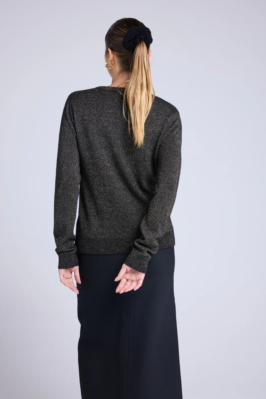 Pull Col Rond Lurex Cœur Cherry - Noir Doré Rouge - Image 5