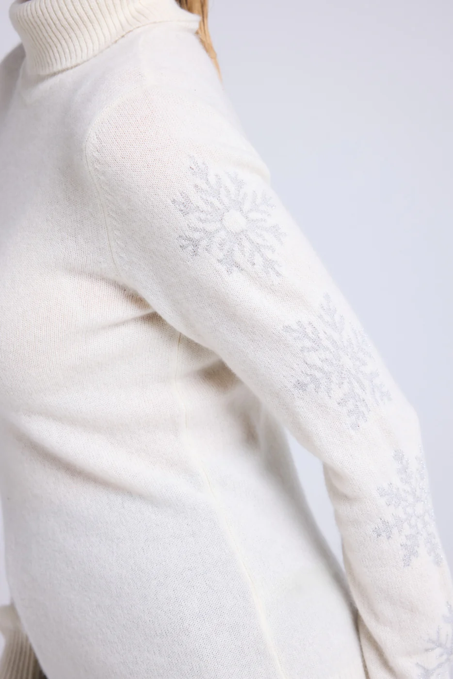 Pull Col Roule Flocons Flocon - Blanc Lurex Silver - Image 5