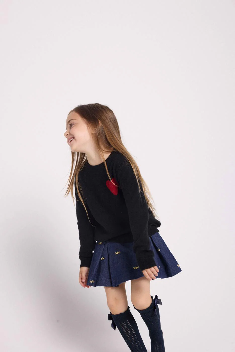 Pull Col Rond Cœur Lenny - Noir Rouge - Image 8