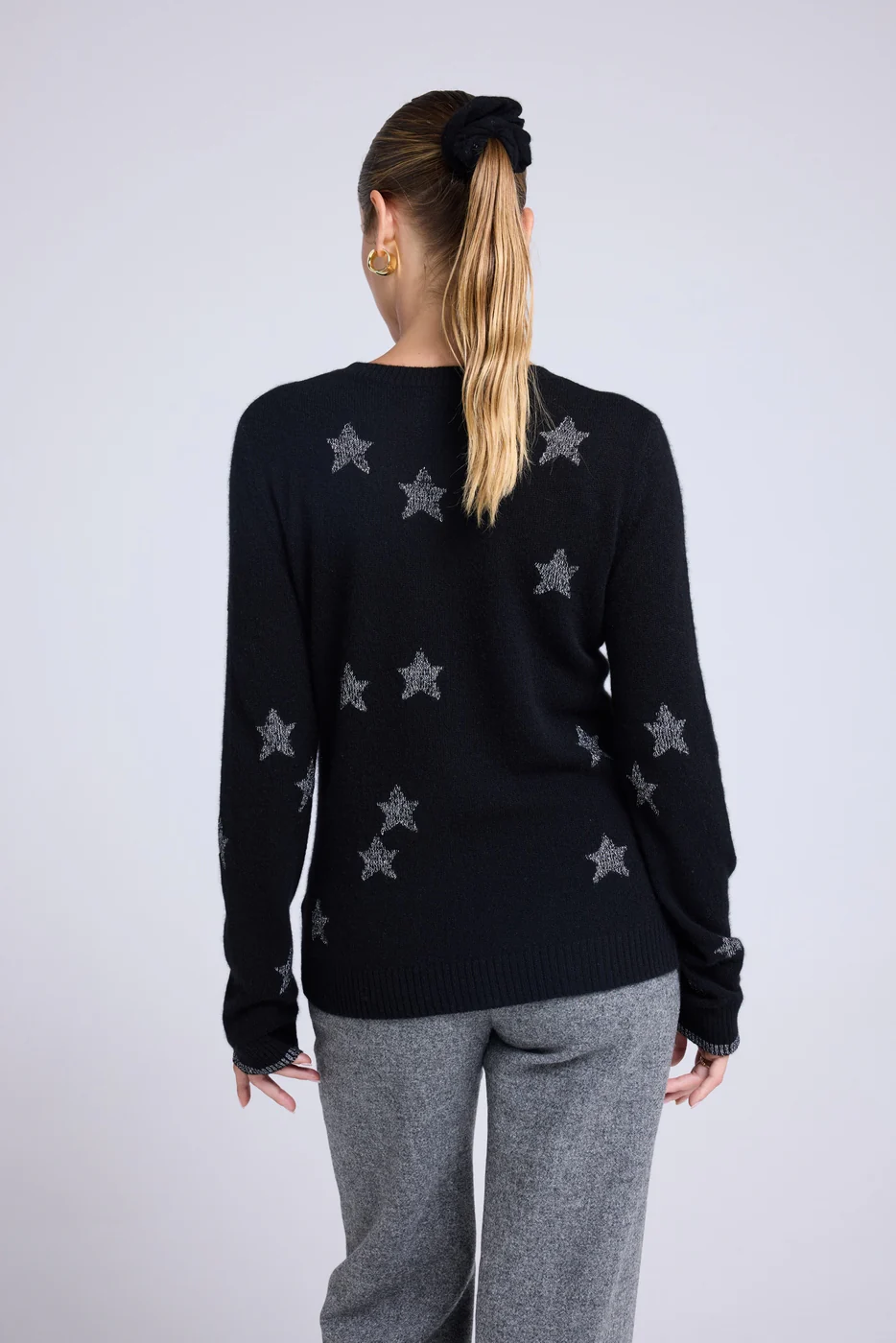 Pull Col Rond Etoiles Lola - Noir Argente - Image 5