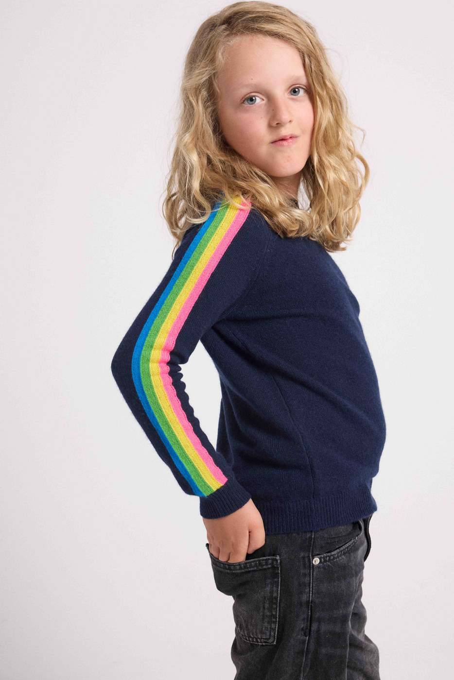 Pull Col Rond Manches Arc En Ciel Luz - Bleu Marine - Image 10
