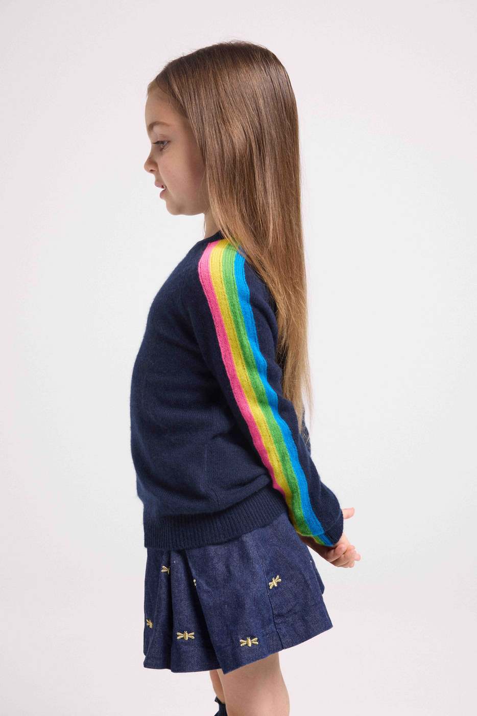Pull Col Rond Manches Arc En Ciel Luz - Bleu Marine - Image 4