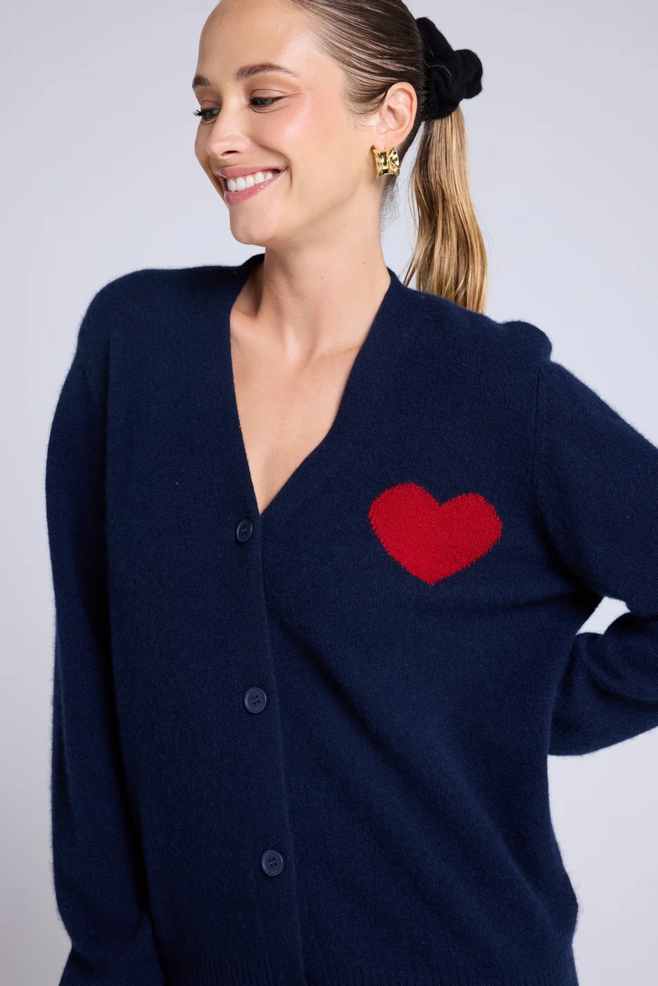 Cardigan Cœur Madrilena - Bleu Marine Rouge - Image 6