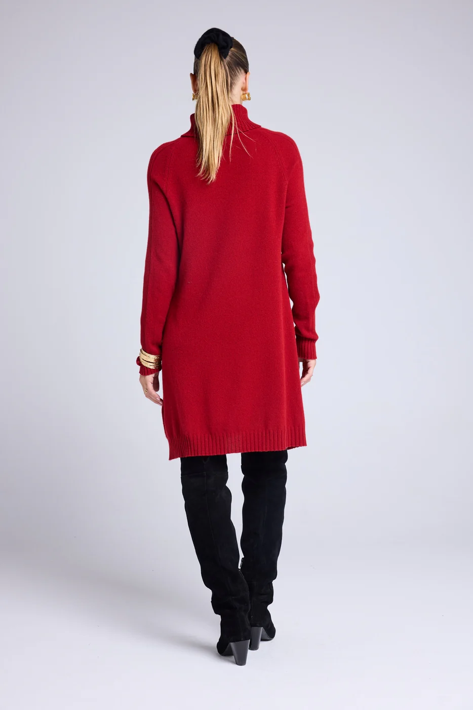 Robe Col Roule Marie - Rouge Bordeau - Image 5