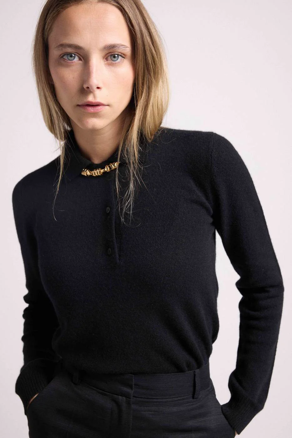 Pull Col Polo Boutons Maxine - Noir - Image 7