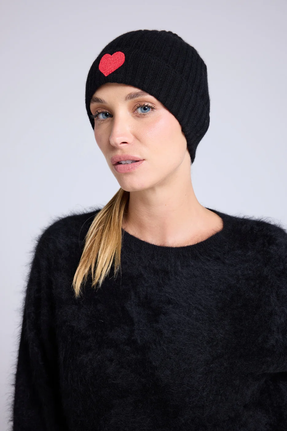 Bonnet Unisexe Cœur - Noir Rouge - Image 2