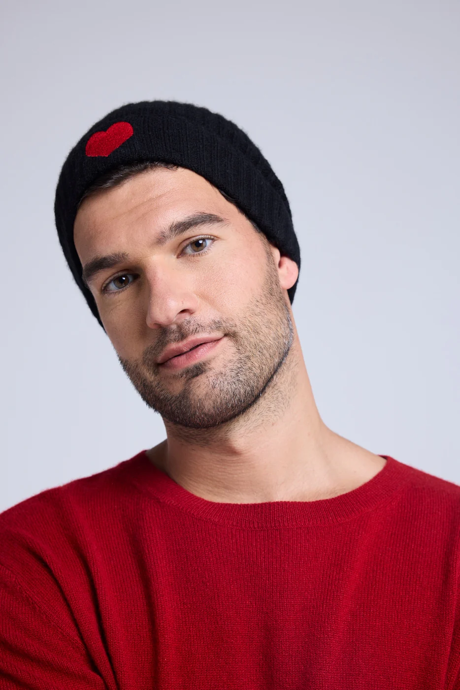 Bonnet Unisexe Cœur - Noir Rouge - Image 3
