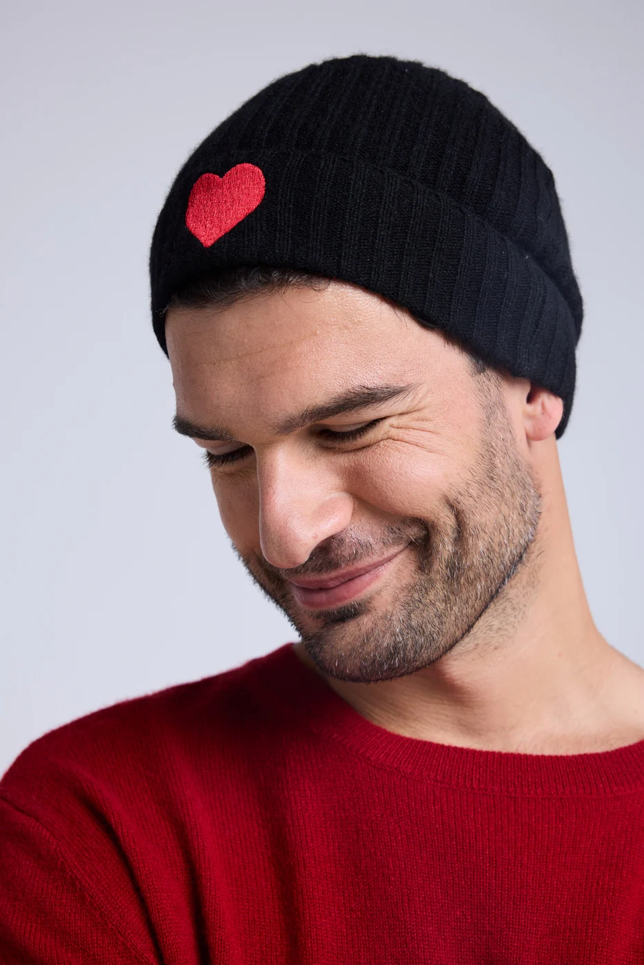 Bonnet Unisexe Cœur - Noir Rouge - Image 6