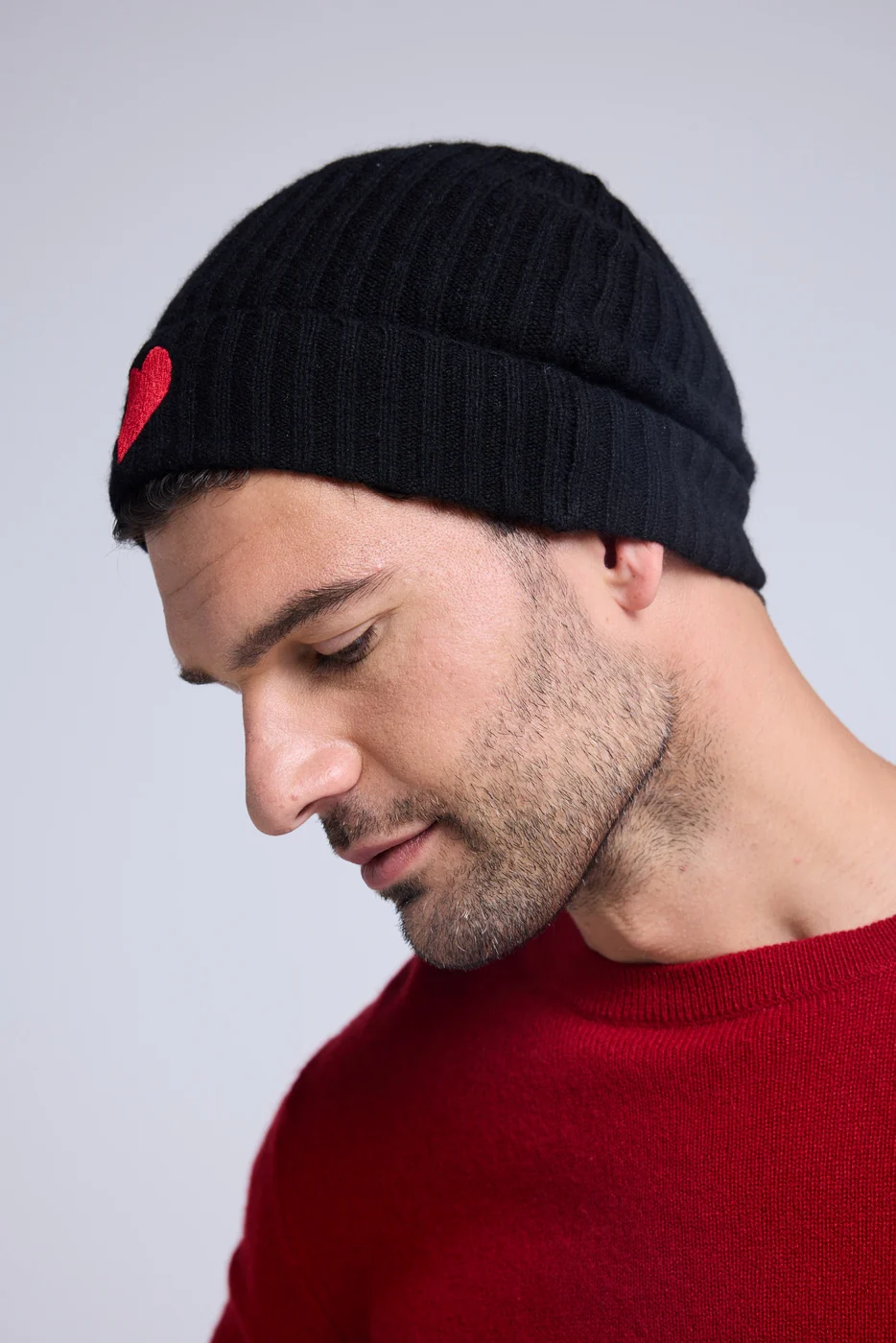 Bonnet Unisexe Cœur - Noir Rouge - Image 9
