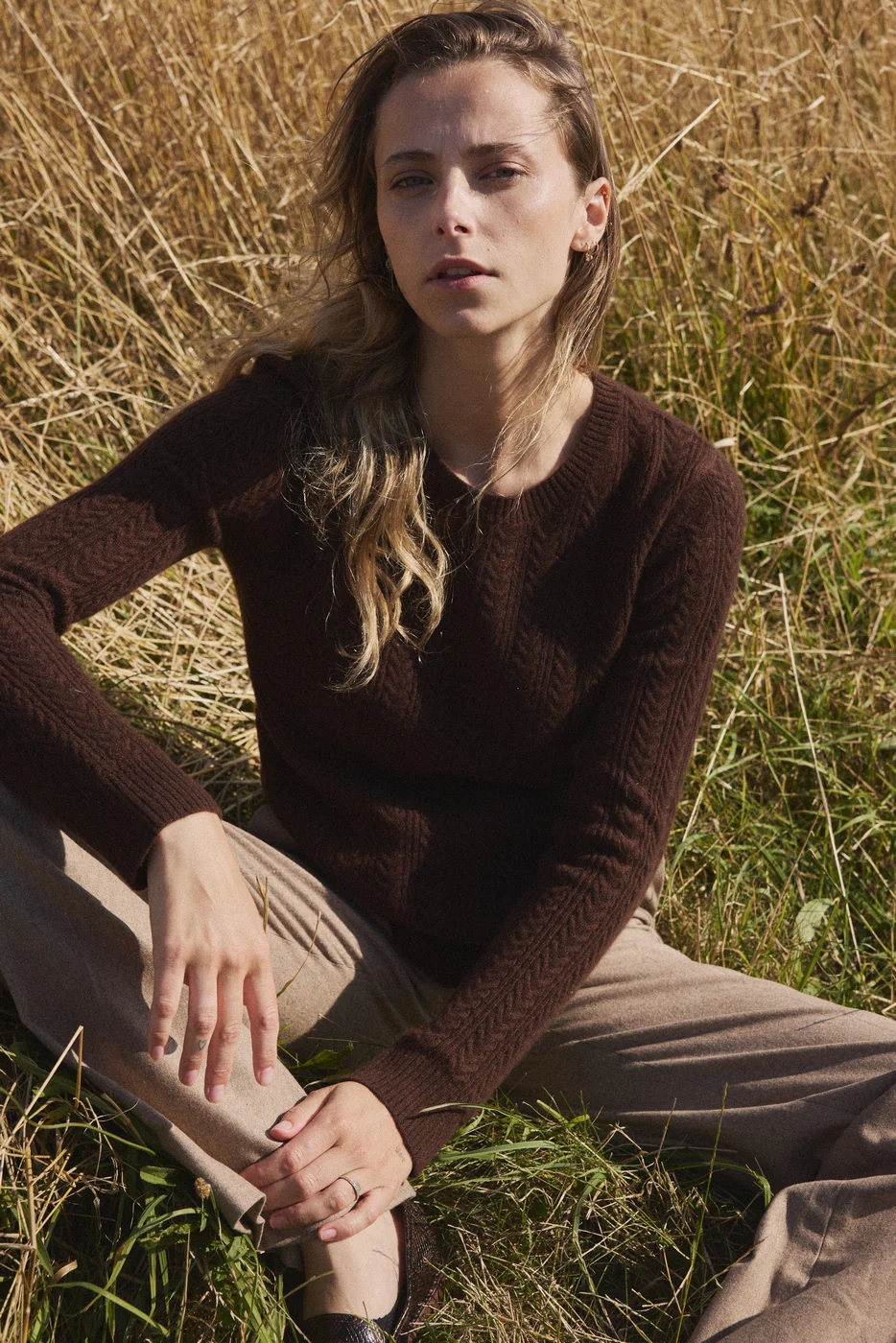 Pull Col Rond Torsades Milena - Marron - Image 8