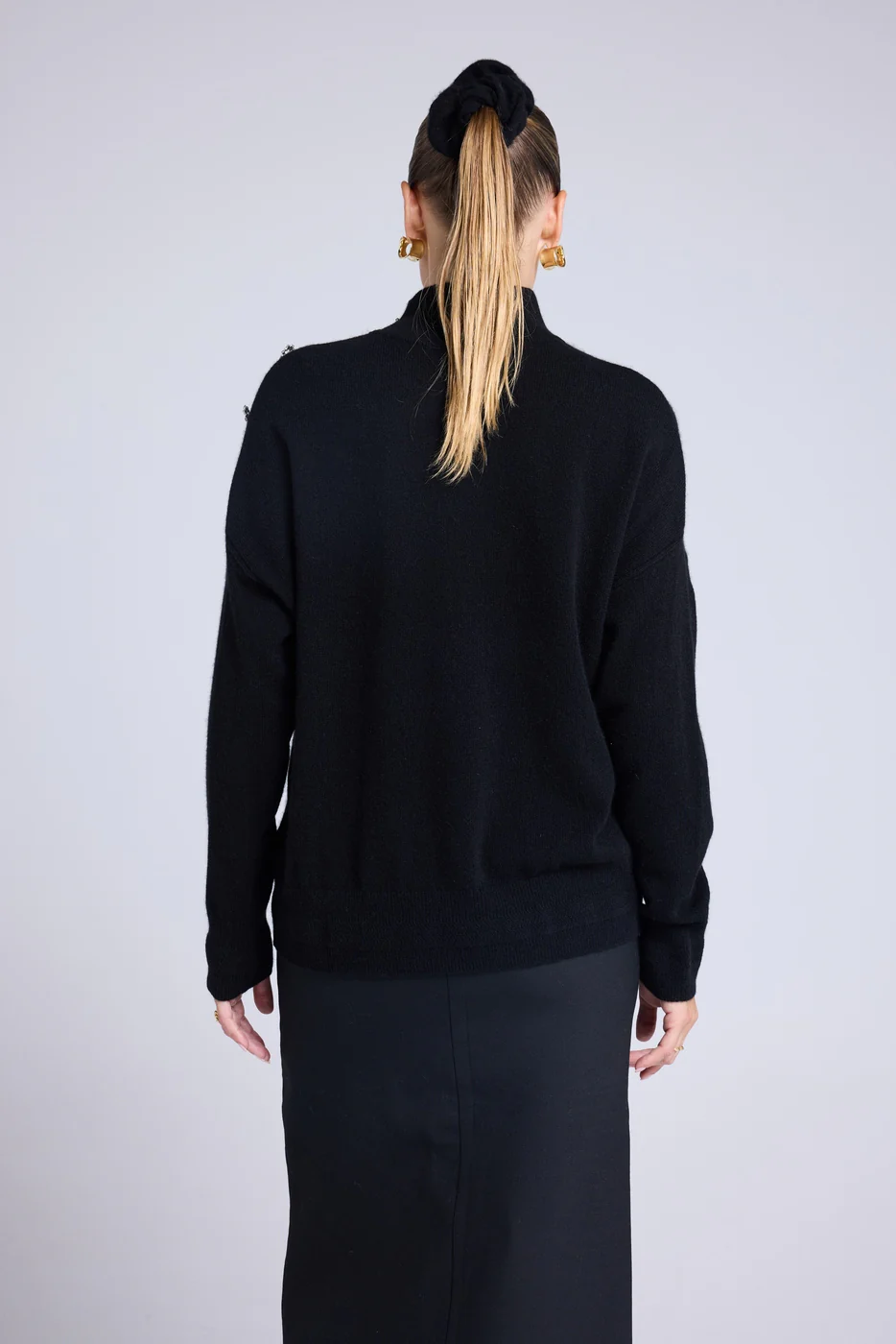 Pull Col Montant A Bijoux Miranda - Noir - Image 4