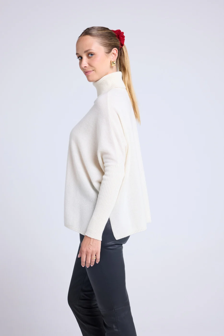 Pull Col Roule Poncho Rolanda - Blanc - Image 3