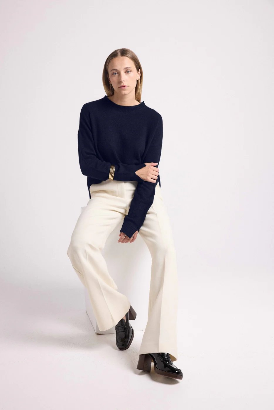 Pull Col Rond Oversize Romy - Bleu Marine - Image 7