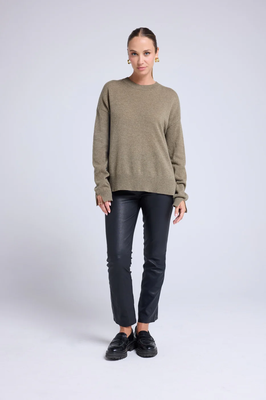 Pull Col Rond Oversize Romy - Vert Khaki - Image 2