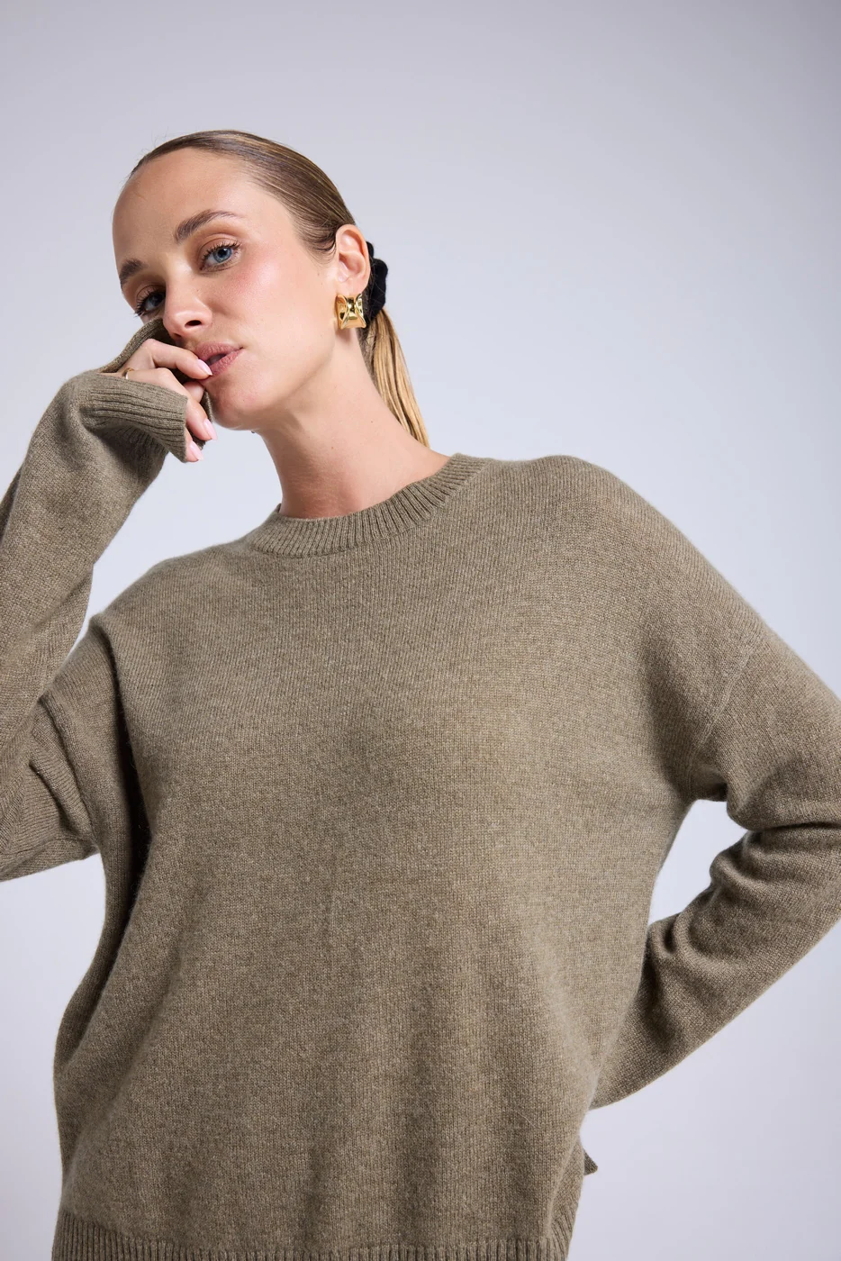 Pull Col Rond Oversize Romy - Vert Khaki - Image 6