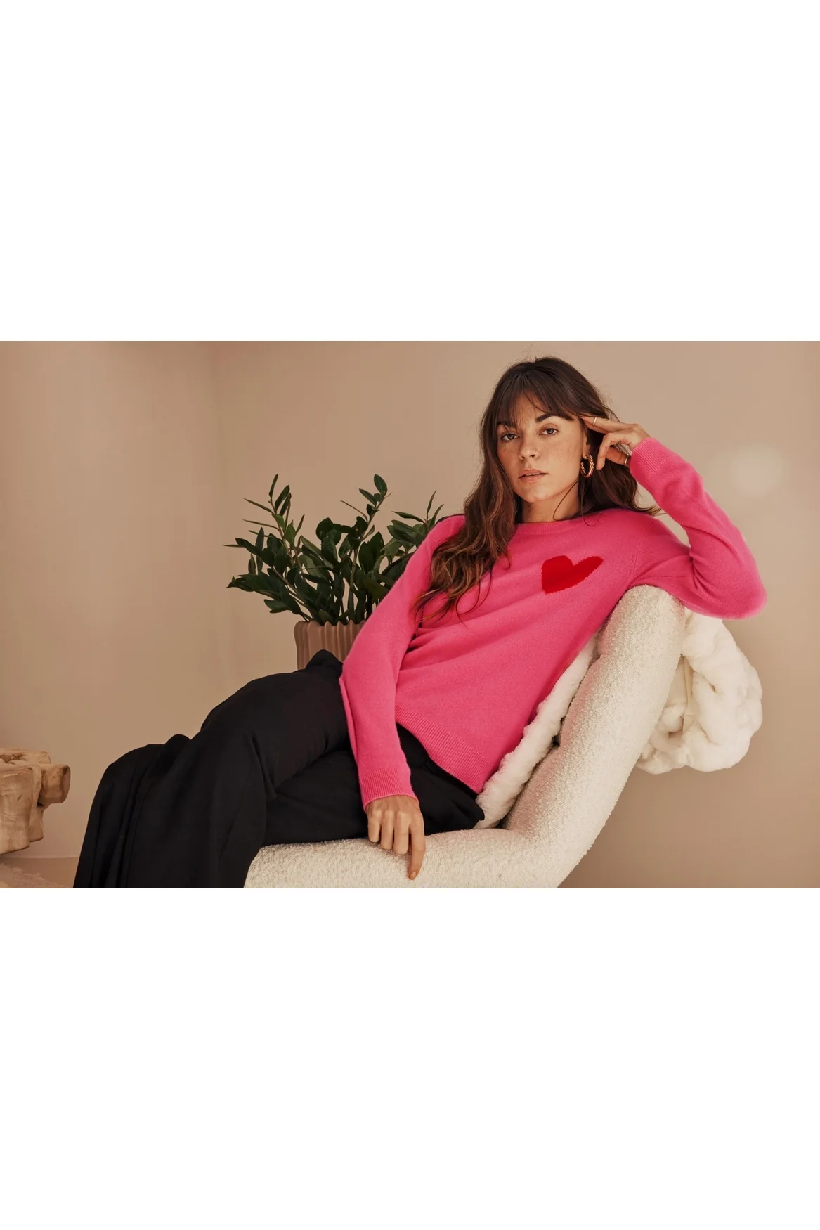 Pull Col Rond Love Heritage Zaphira - Rose Fluo Rouge - Image 7