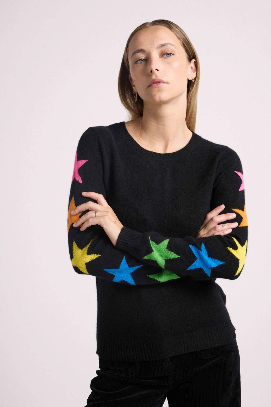 Pull Col Rond Etoiles Manches Stella - Noir Multicolor - Image 3