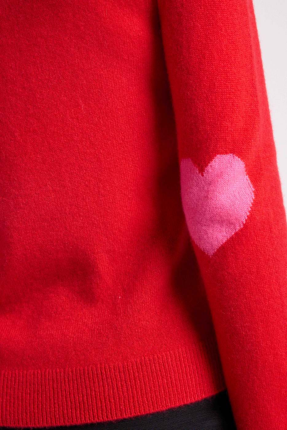 Pull Col Rond Coeur Coudes Zaime - Rouge Rose Fluo - Image 4