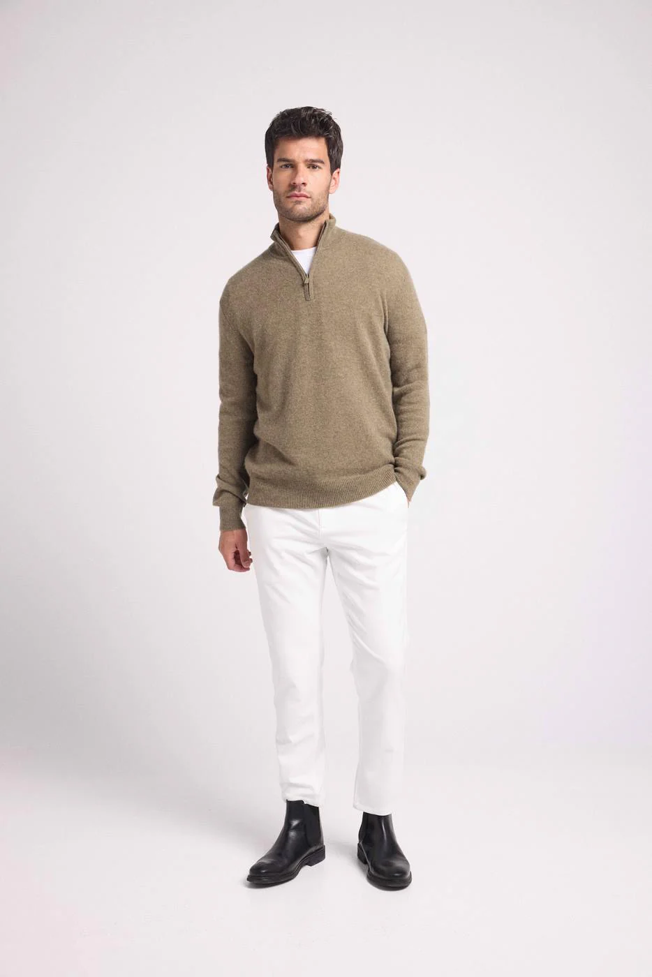 Pull Col Zippe Montant Zalman - Vert Khaki