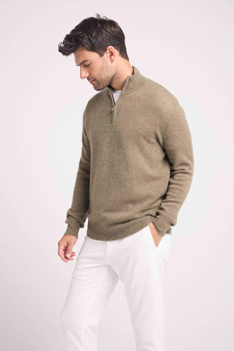 Pull Col Zippe Montant Zalman - Vert Khaki - Image 4