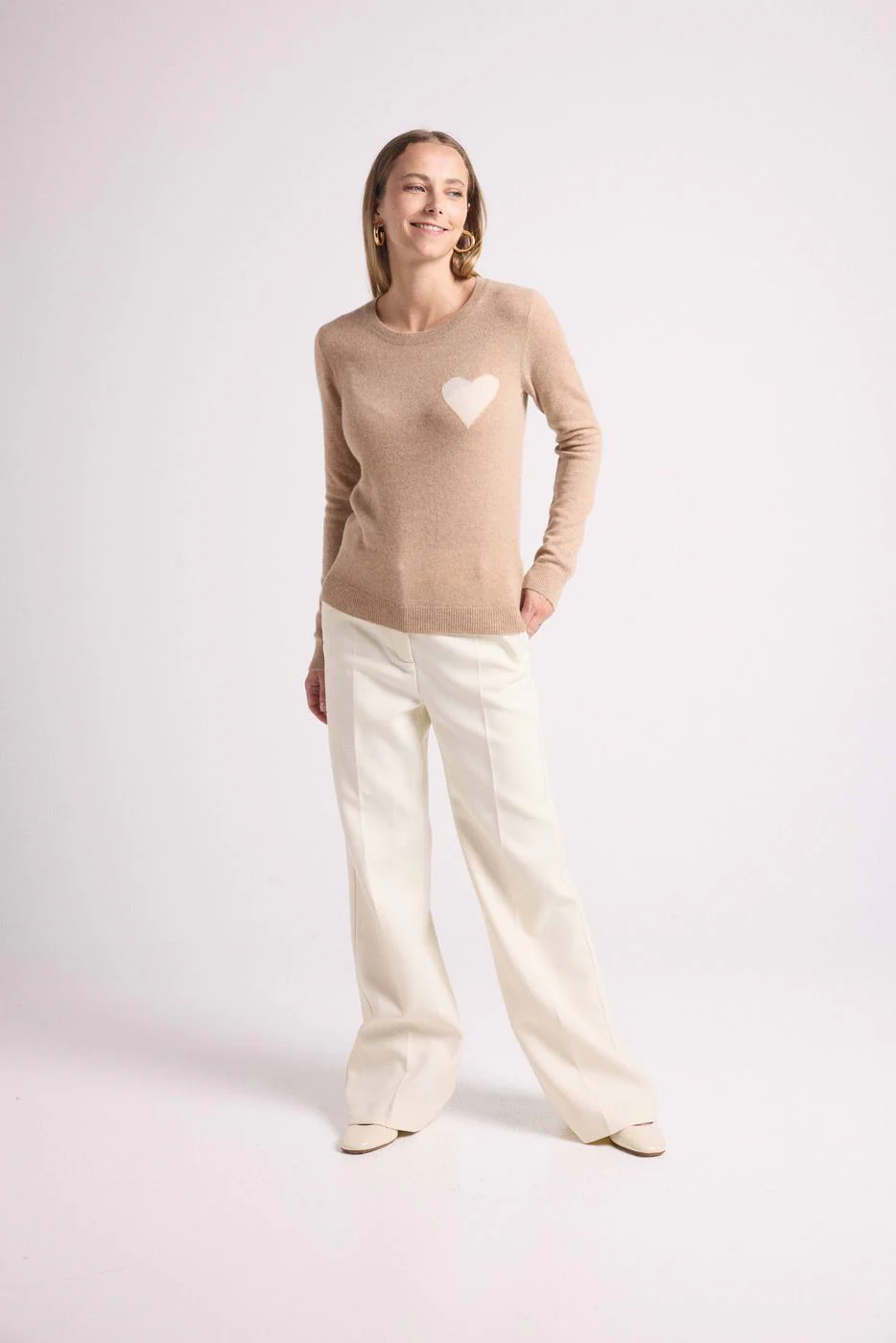 Pull Col Rond Love Heritage Zaphira - Beige Crème Blanc - Image 2