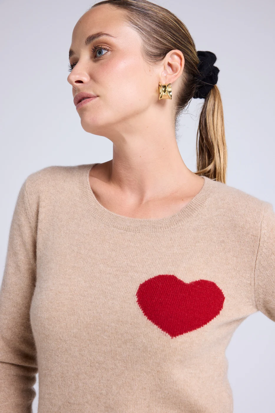 Pull Col Rond Love Heritage Zaphira - Beige Crème Rouge - Image 5