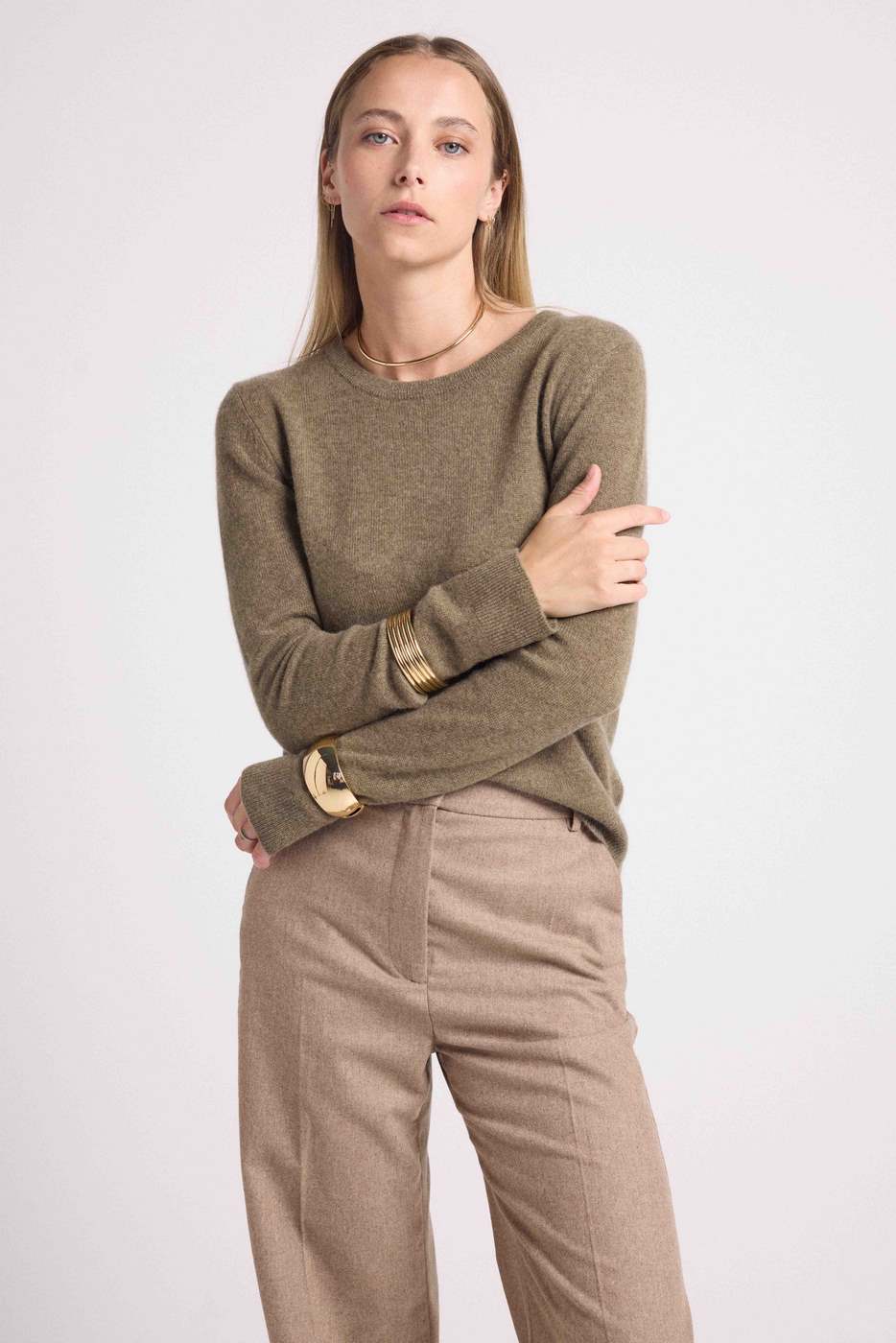 Pull Col Rond Zara - Vert Khaki - Image 2