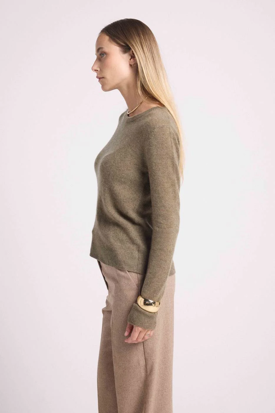 Pull Col Rond Zara - Vert Khaki - Image 4