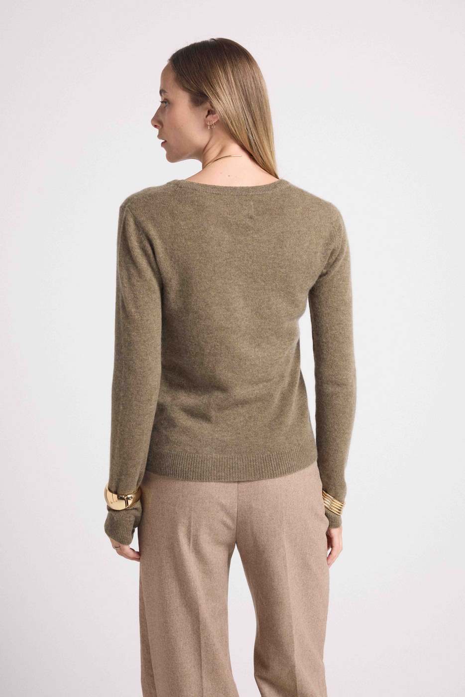 Pull Col Rond Zara - Vert Khaki - Image 5
