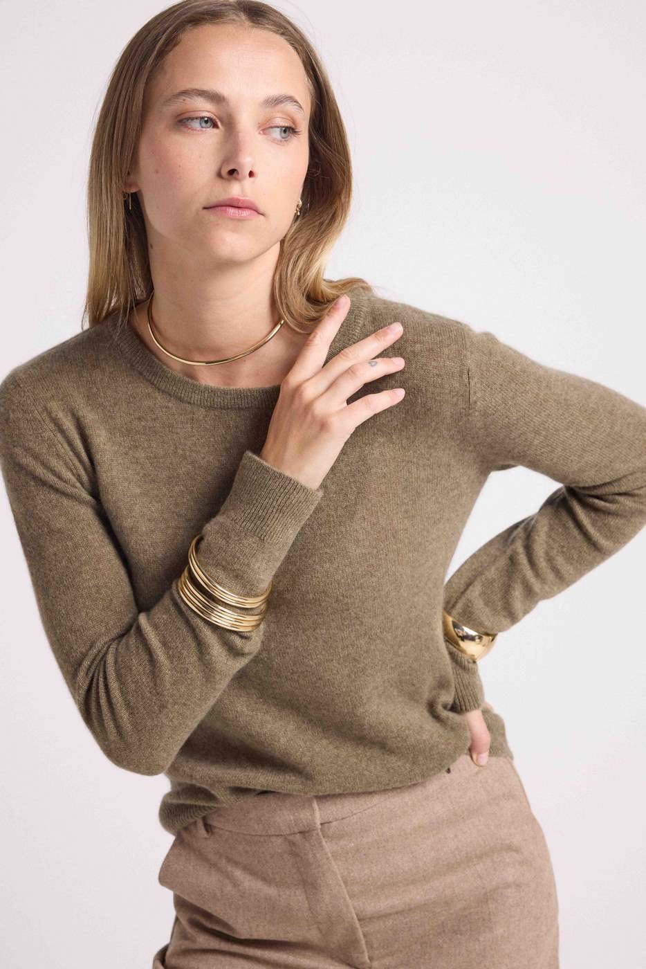 Pull Col Rond Zara - Vert Khaki - Image 7