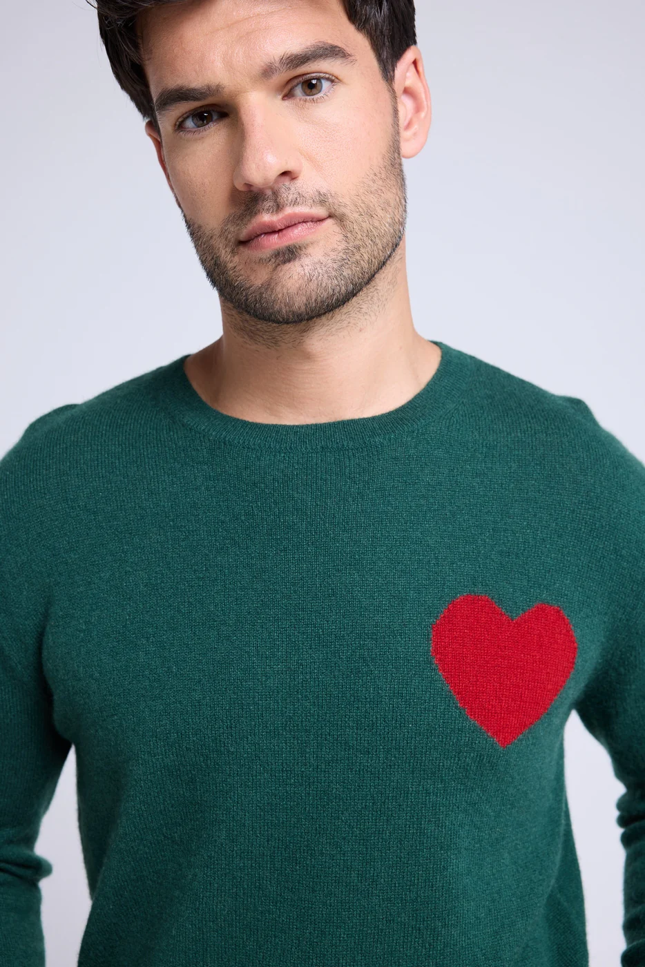 Pull Col Rond Love Heritage Zemir - Vert Bouteille Rouge - Image 5