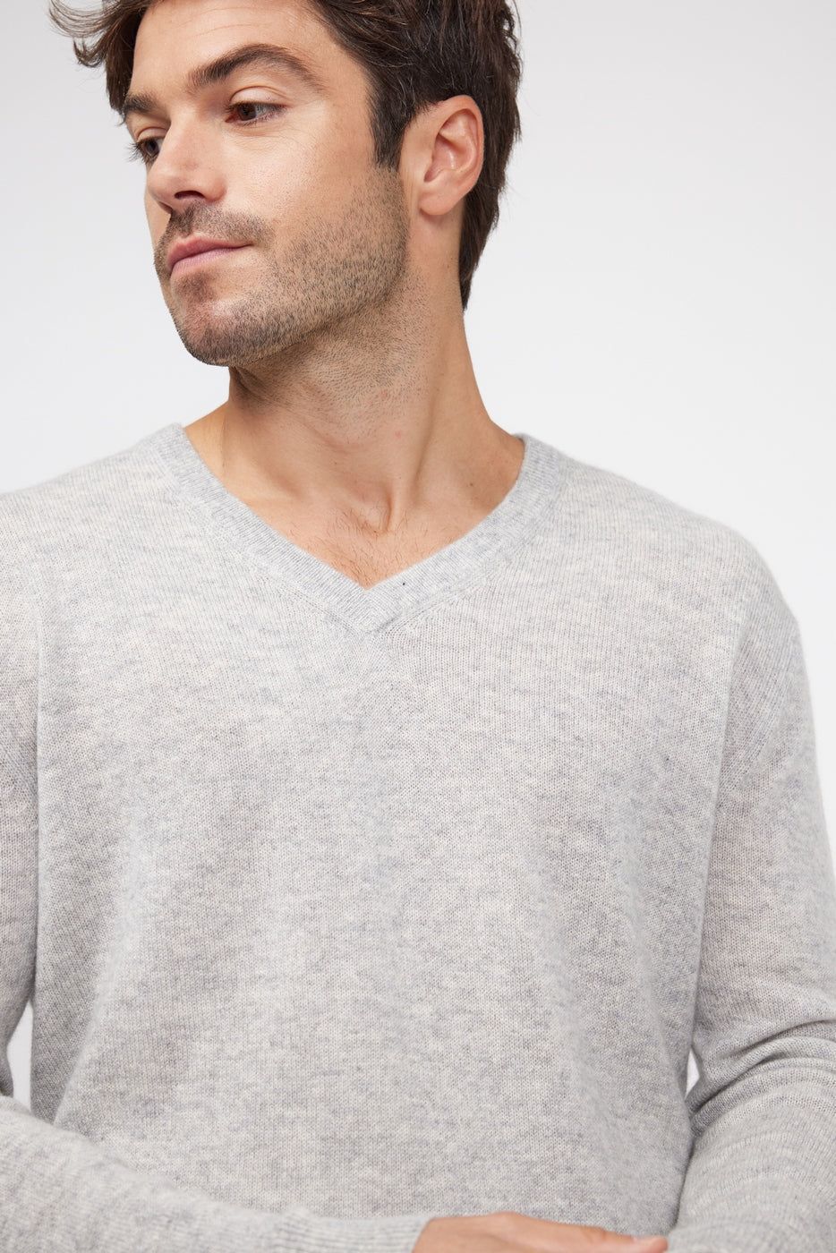 Pull Col V Zaher - Gris Clair - Image 4