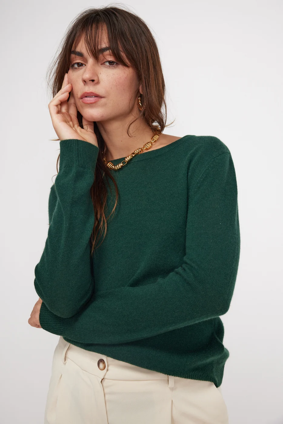Pull Col Rond Zara - Vert Bouteille - Image 6