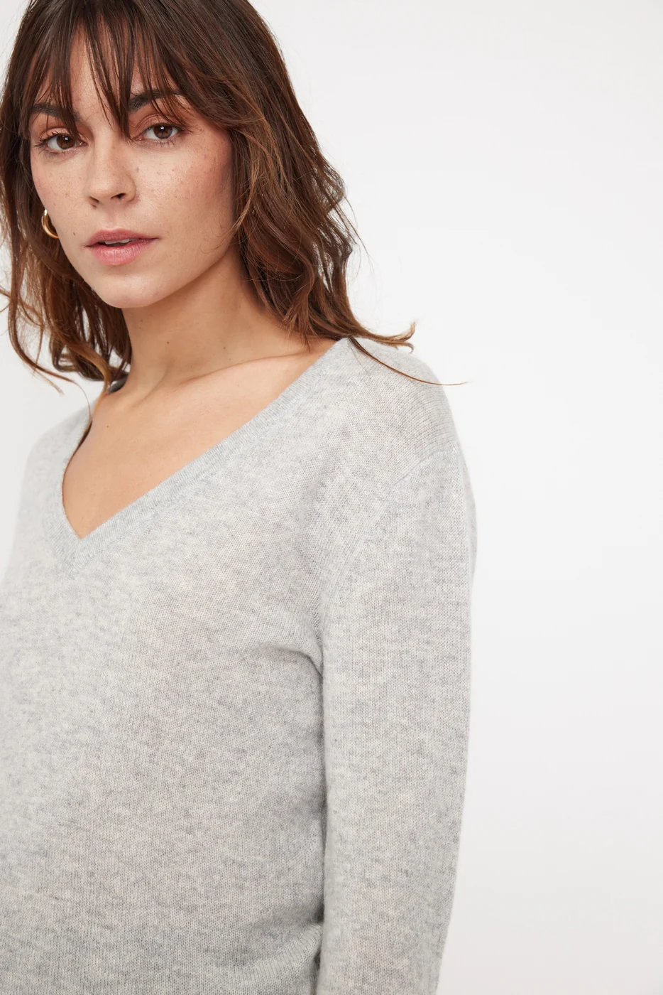 Pull Col V Zefina - Gris Clair - Image 9