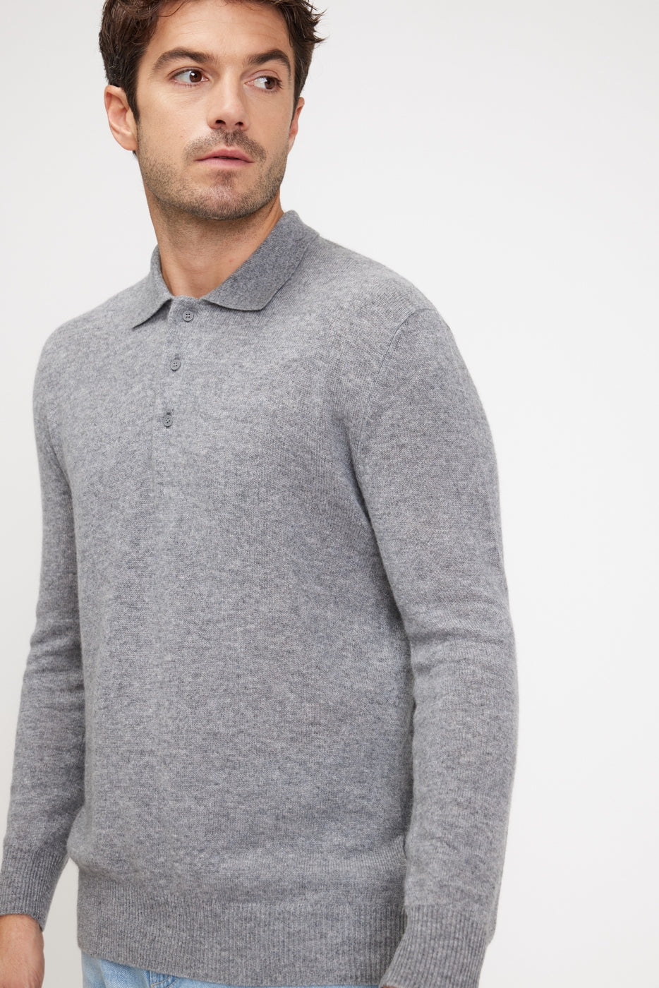 Pull Col Polo Zidane - Gris Fonce - Image 3