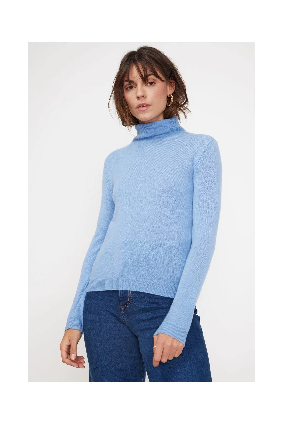Pull Col Roule Zoe - Bleu Ciel