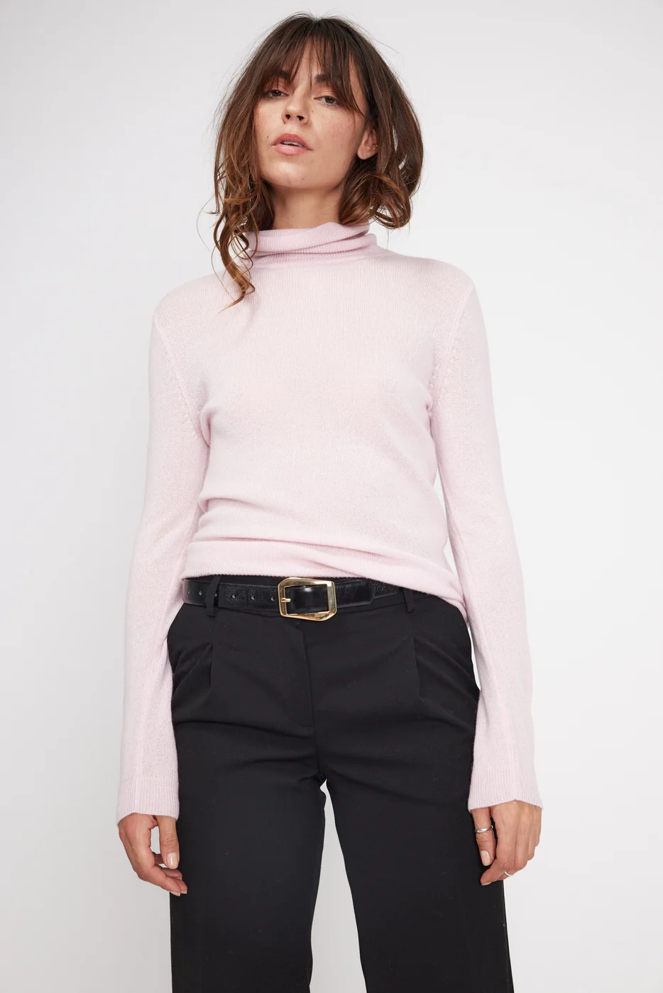 Pull Col Roule Zoe - Rose Perle - Image 3