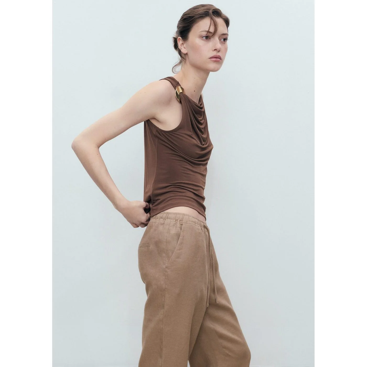 Pantalon Linen - Brun Moyen - Image 4