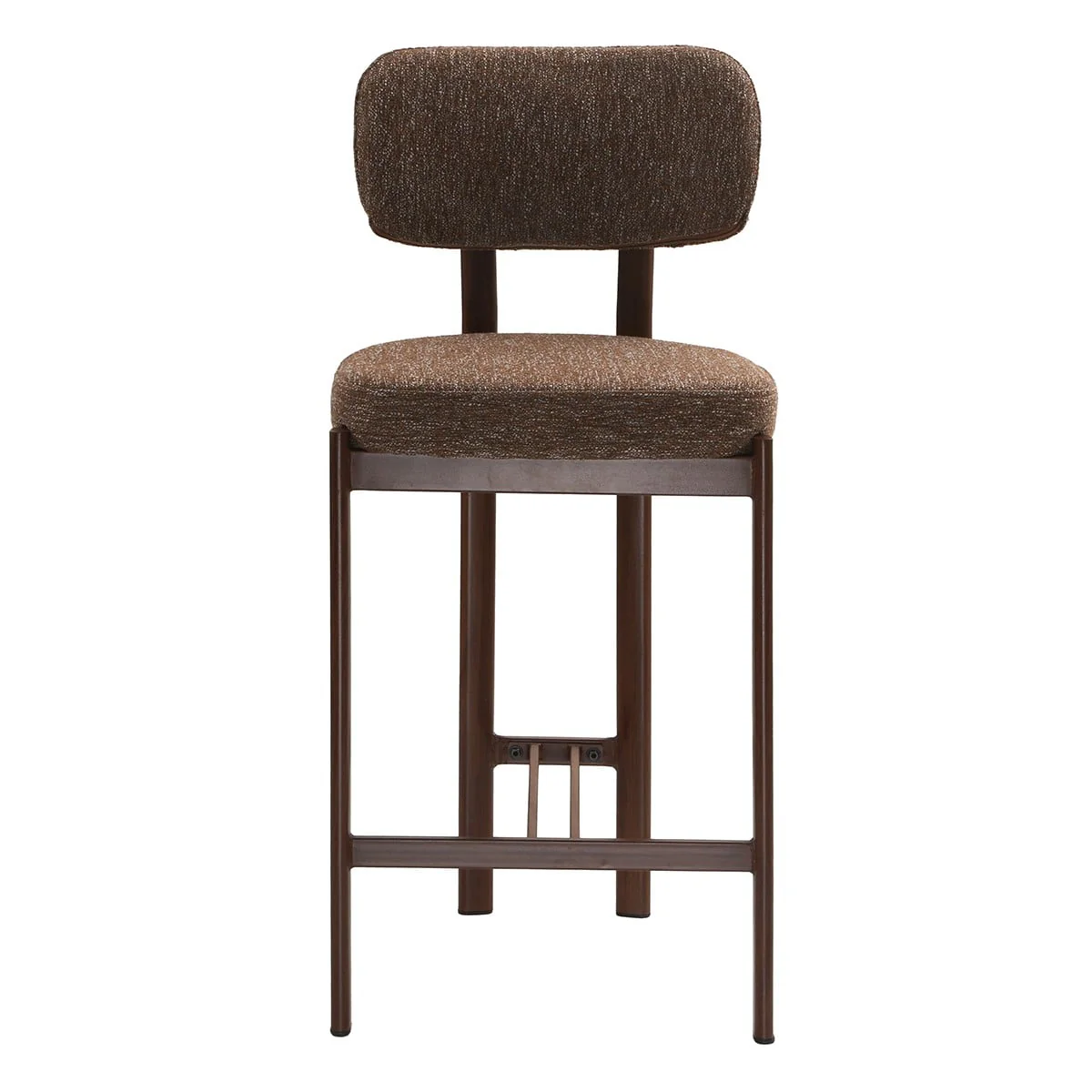 Marla - Lot De 2 Tabourets Tissu Marron Et Pieds Décor Noyer - Image 6